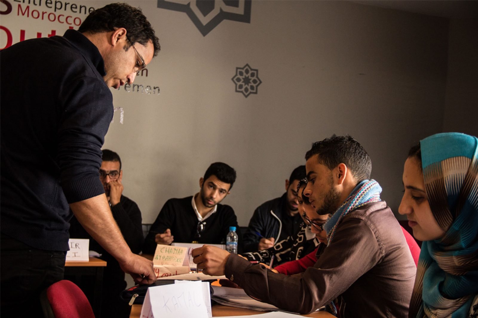 Young professionals collaborating during an entrepreneurship workshop